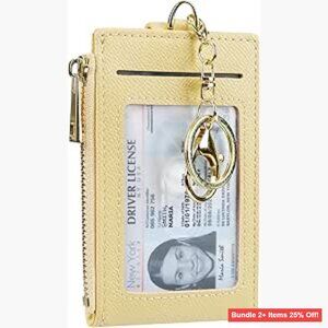 Slim RFID Blocking Card Holder with Keychain and ID Windows